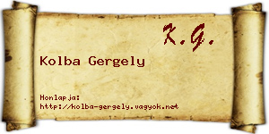 Kolba Gergely névjegykártya